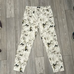 White floral jeans